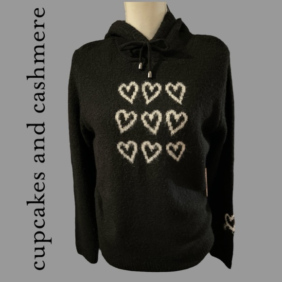 cupcakes & cashmere Sweaters - Sweater Black with White Hearts Sweater / Hoodie – Perfect for Any Season!  NEW